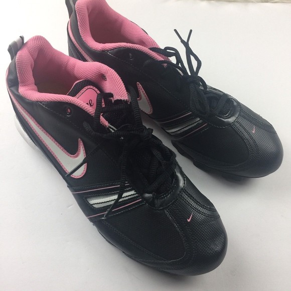 NIKE womens Football Cleats Size 10 Black Pink - Picture 1 of 5